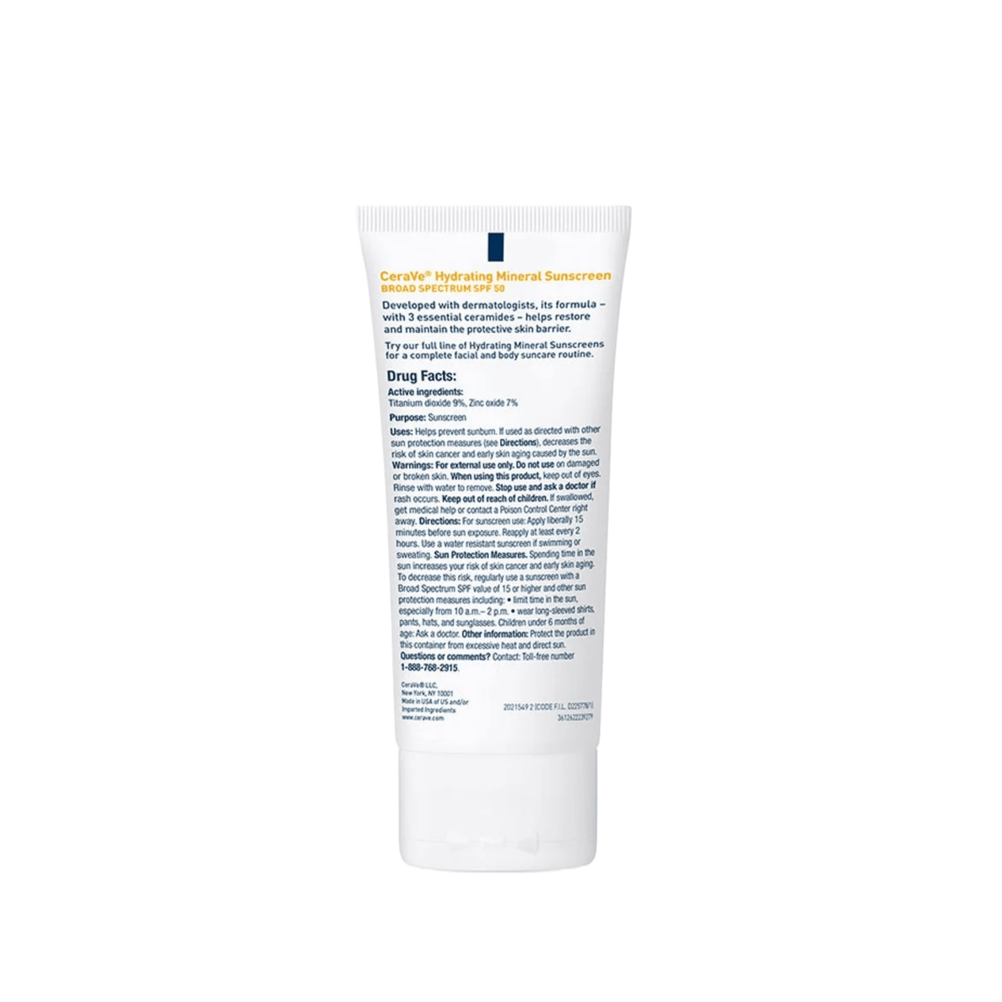 CeraVe - Hydrating Mineral Sunscreen SPF 50 Face Lotion